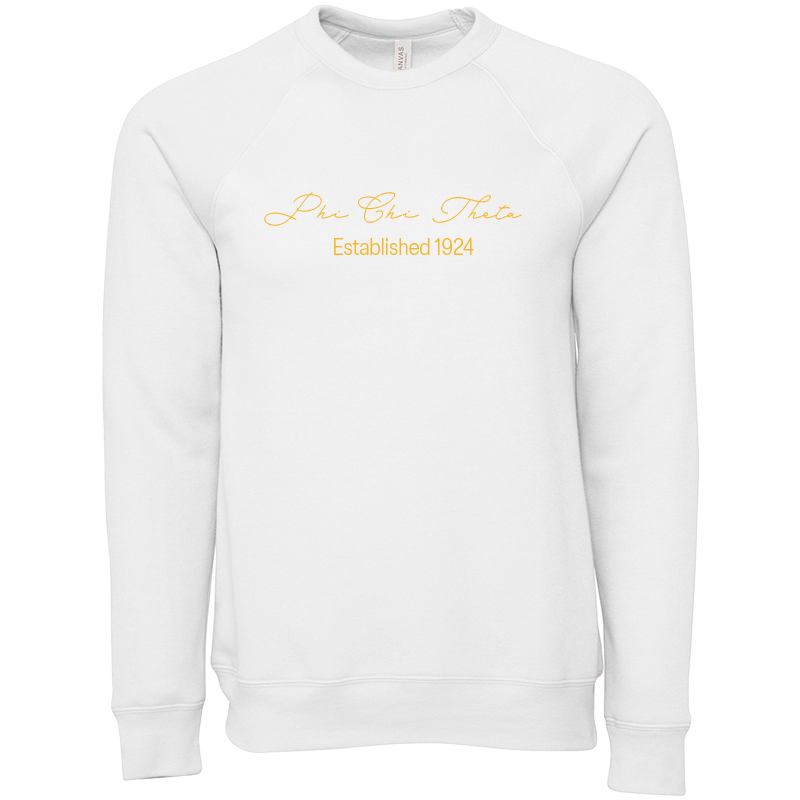 Phi Chi Theta Embroidered Scripted Name Crewneck Sweatshirts