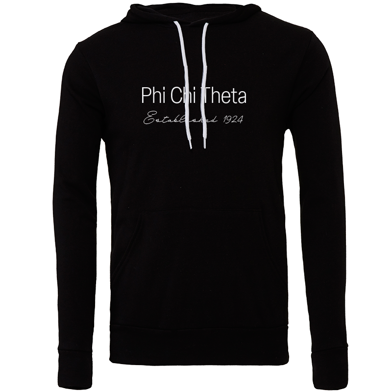 Phi Chi Theta Embroidered Printed Name Hooded Sweatshirts