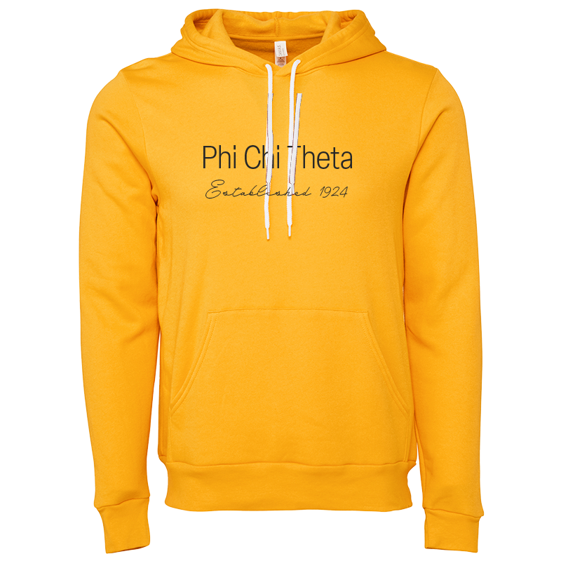 Phi Chi Theta Embroidered Printed Name Hooded Sweatshirts