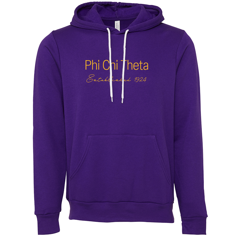 Phi Chi Theta Embroidered Printed Name Hooded Sweatshirts