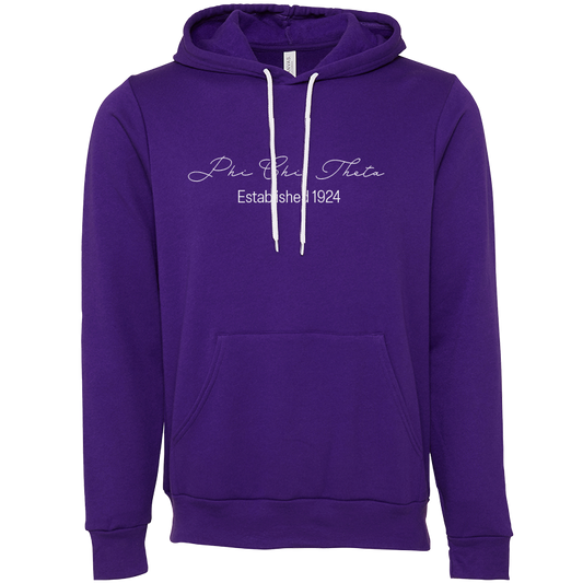 Phi Chi Theta Embroidered Scripted Name Hooded Sweatshirts