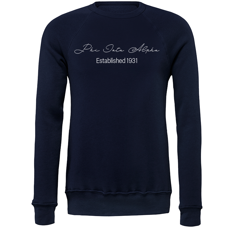 Phi Iota Alpha Embroidered Scripted Name Crewneck Sweatshirts