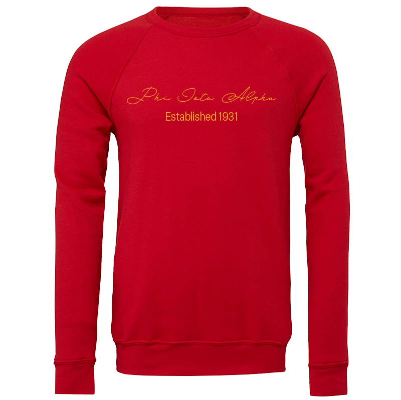 Phi Iota Alpha Embroidered Scripted Name Crewneck Sweatshirts