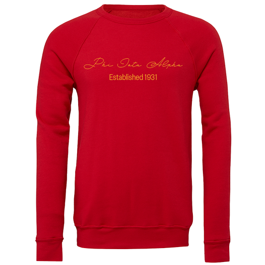 Phi Iota Alpha Embroidered Scripted Name Crewneck Sweatshirts