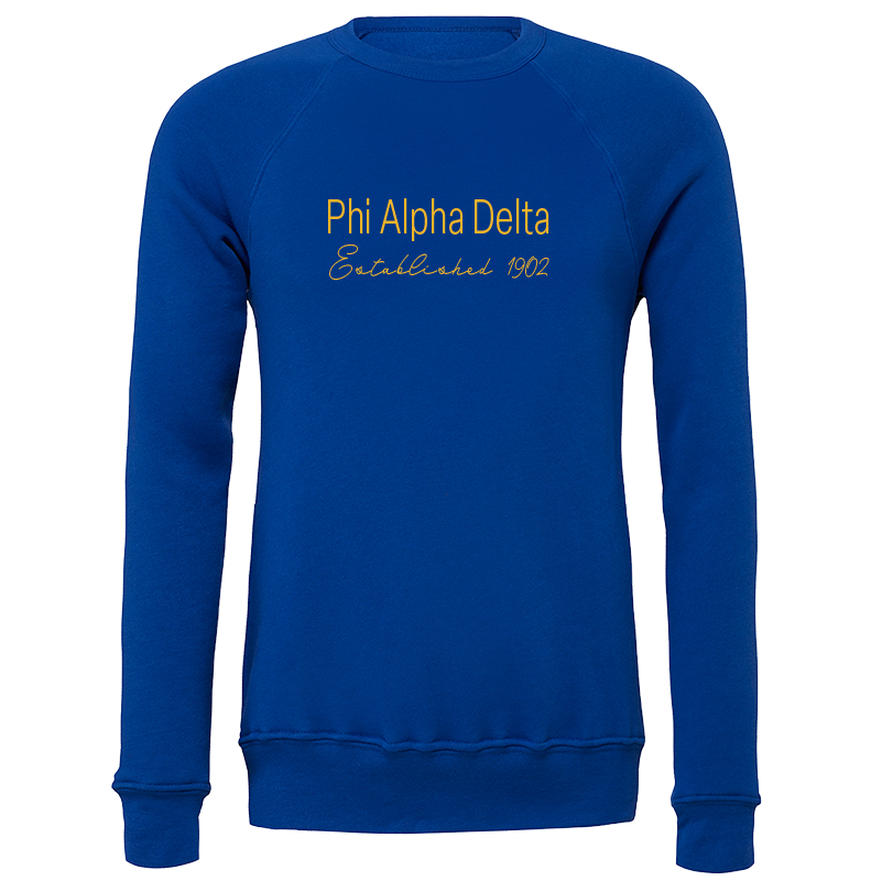 Phi Alpha Delta Embroidered Printed Name Crewneck Sweatshirts