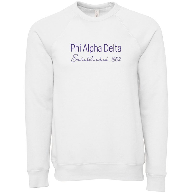 Phi Alpha Delta Embroidered Printed Name Crewneck Sweatshirts