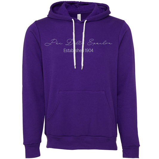 Phi Delta Epsilon Embroidered Scripted Name Hooded Sweatshirts