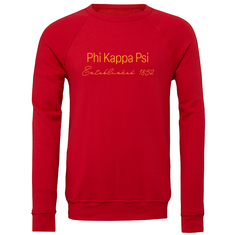 Phi Kappa Psi Embroidered Printed Name Crewneck Sweatshirts