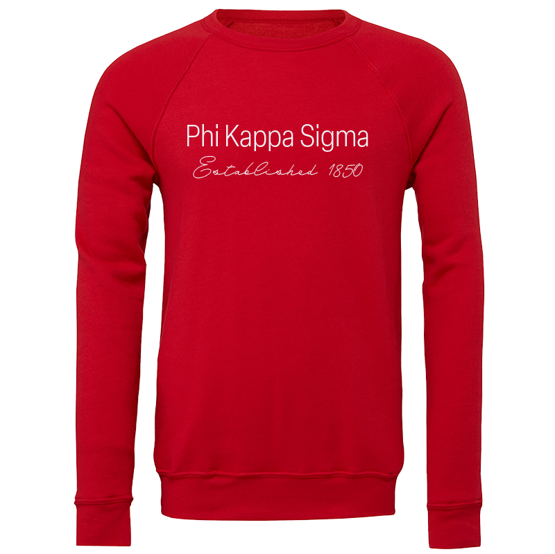Phi Kappa Sigma Embroidered Printed Name Crewneck Sweatshirts