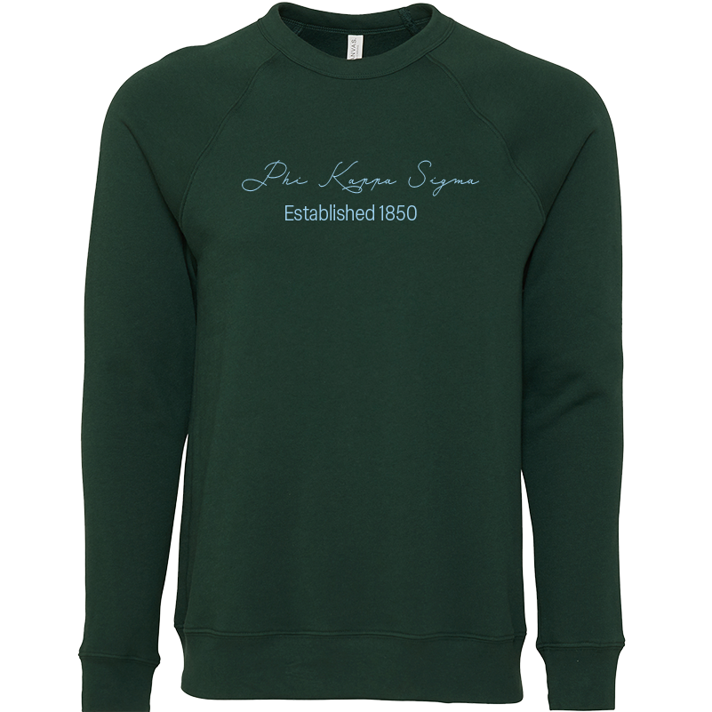 Phi Kappa Sigma Embroidered Scripted Name Crewneck Sweatshirts