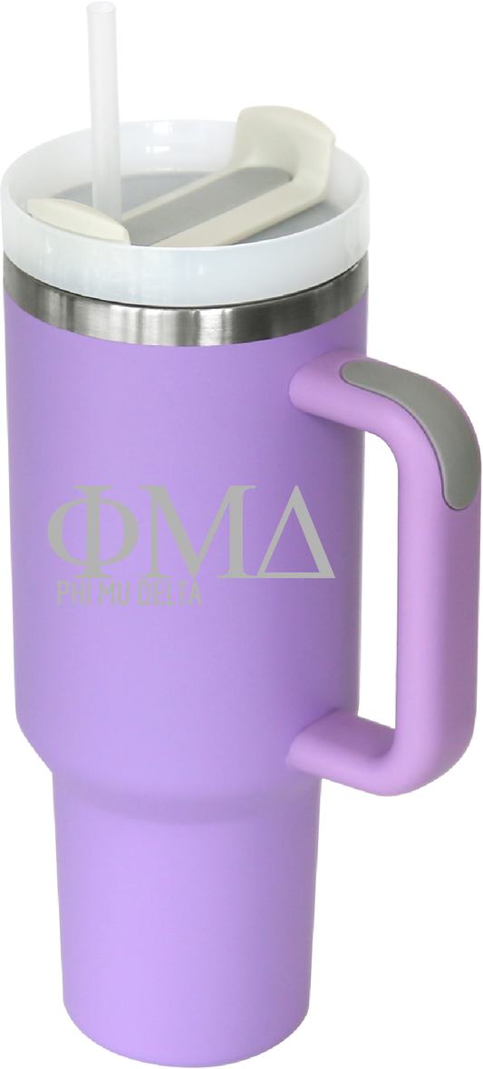Phi Mu Delta Lettered 40oz Tumblers