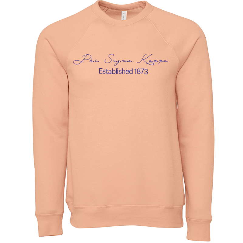 Phi Sigma Kappa Embroidered Scripted Name Crewneck Sweatshirts