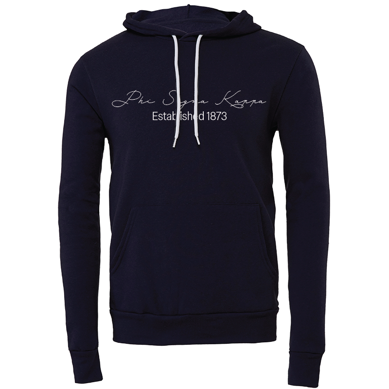 Phi Sigma Kappa Embroidered Scripted Name Hooded Sweatshirts