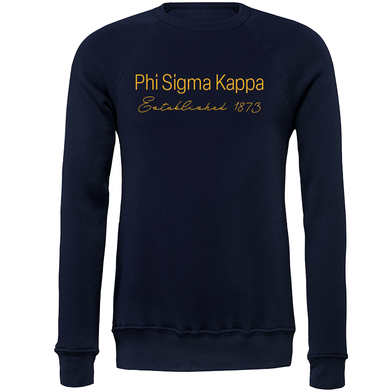 Phi Sigma Kappa Embroidered Printed Name Crewneck Sweatshirts