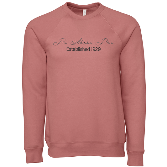 Pi Alpha Phi Embroidered Scripted Name Crewneck Sweatshirts