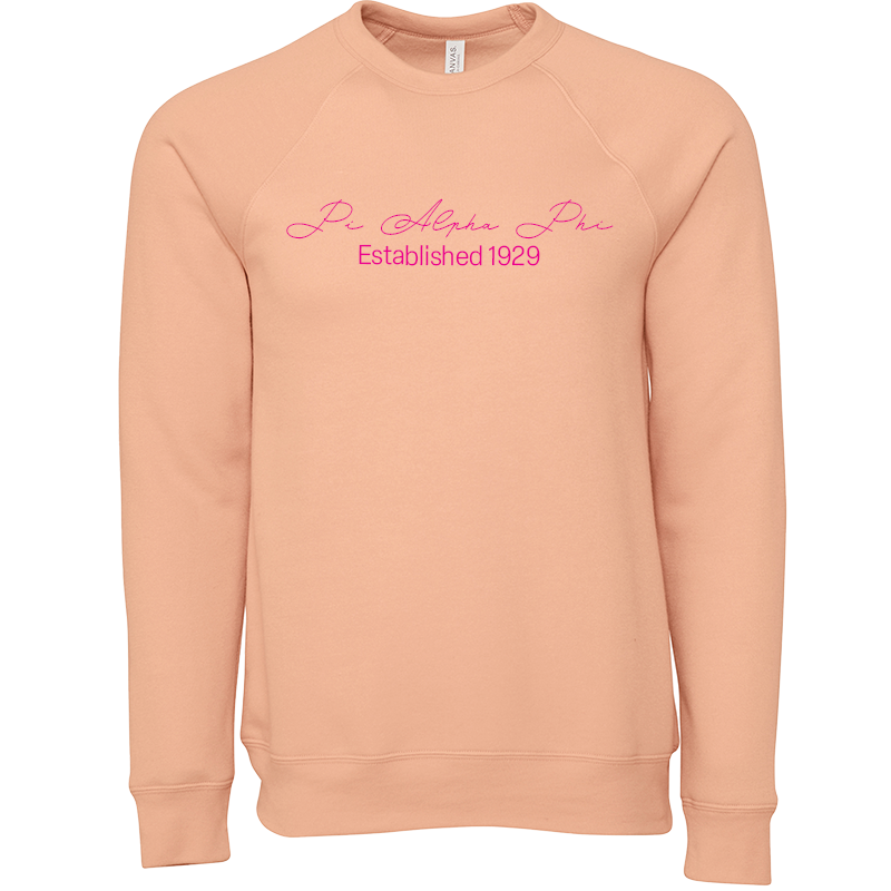 Pi Alpha Phi Embroidered Scripted Name Crewneck Sweatshirts