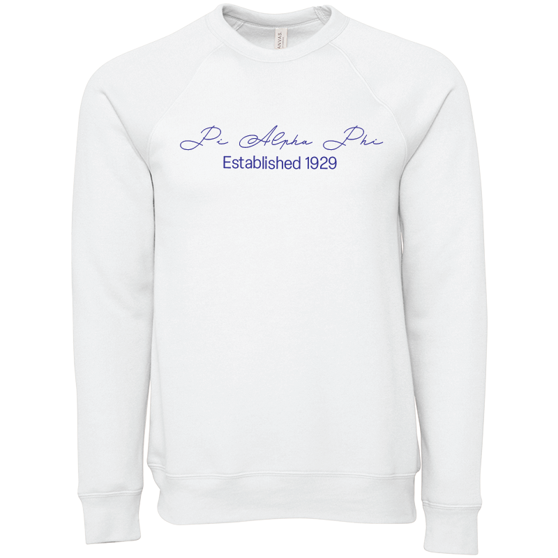 Pi Alpha Phi Embroidered Scripted Name Crewneck Sweatshirts