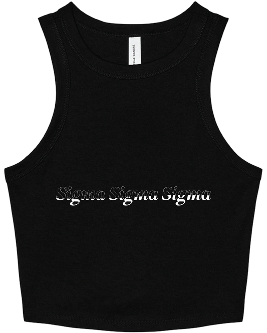 Sigma Sigma Sigma Stitched Outline Cropped Tanks