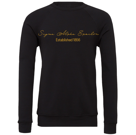 Sigma Alpha Epsilon Embroidered Scripted Name Crewneck Sweatshirts