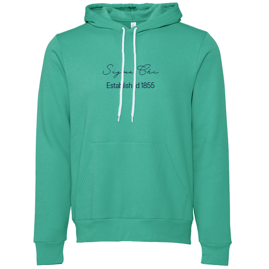 Sigma Chi Embroidered Scripted Name Hooded Sweatshirts