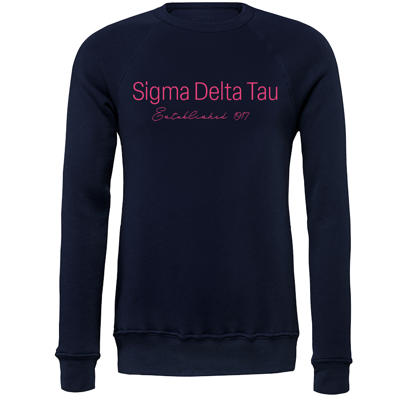 Sigma Delta Tau Embroidered Printed Name Crewneck Sweatshirts