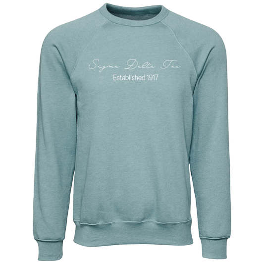 Sigma Delta Tau Embroidered Scripted Name Crewneck Sweatshirts