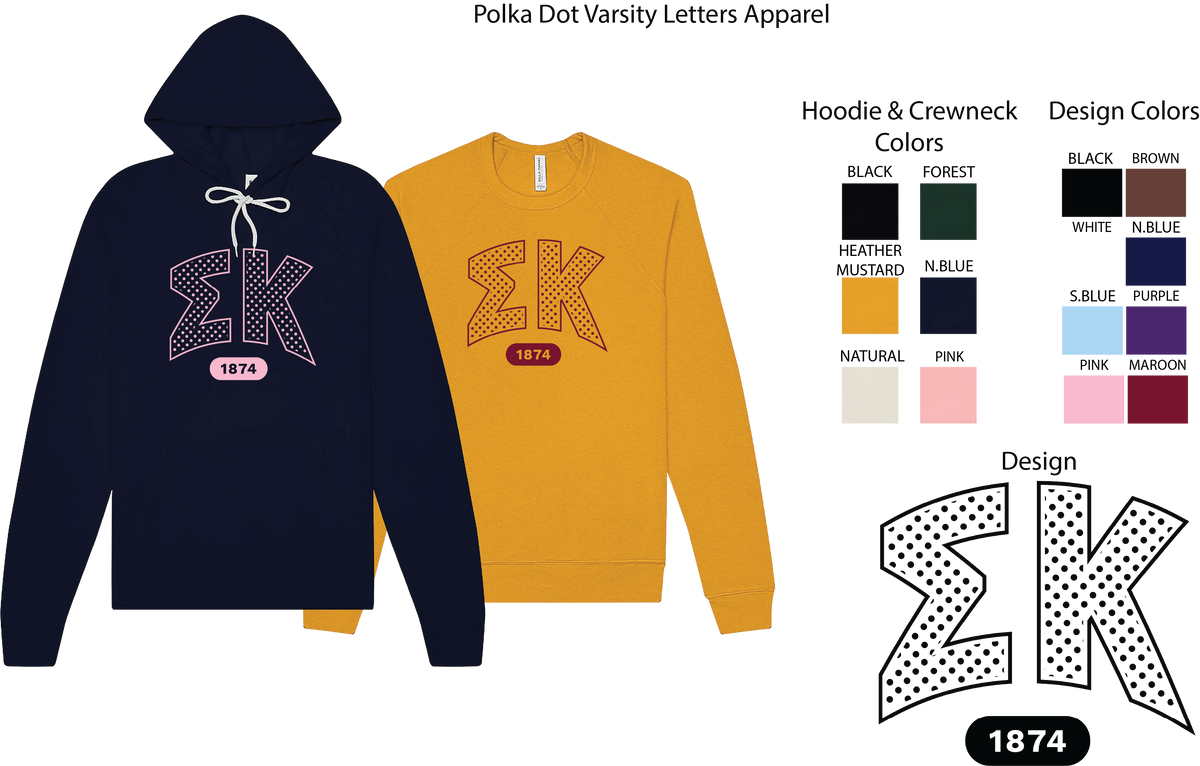 Sigma Kappa Varsity Polka Dot Crewneck