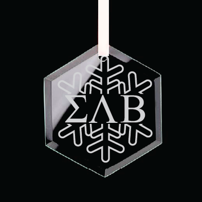 Sigma Lambda Beta Hexagon Single-Snowflake Ornament w/ White Ribbon