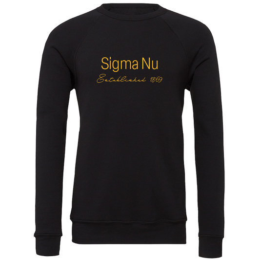 Sigma Nu Embroidered Printed Name Crewneck Sweatshirts