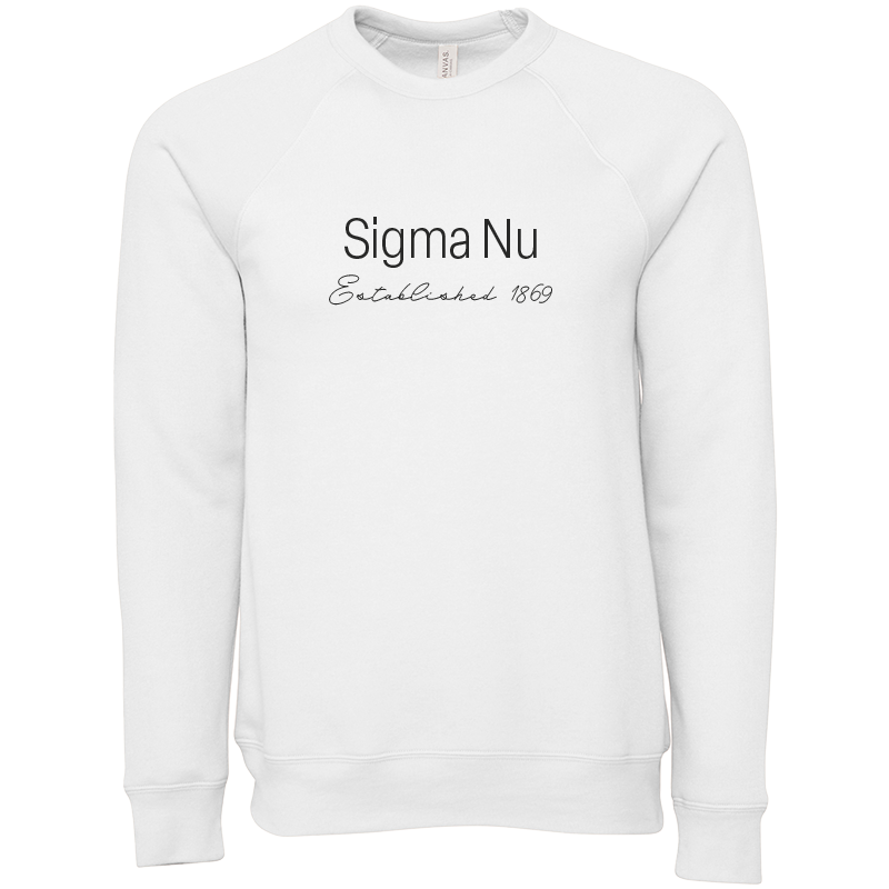 Sigma Nu Embroidered Printed Name Crewneck Sweatshirts