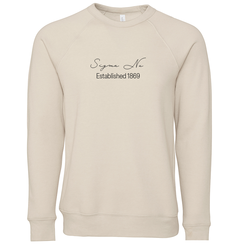 Sigma Nu Embroidered Scripted Name Crewneck Sweatshirts