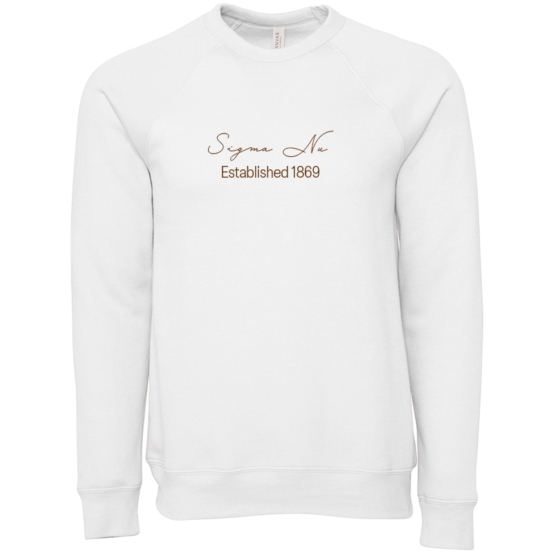 Sigma Nu Embroidered Scripted Name Crewneck Sweatshirts
