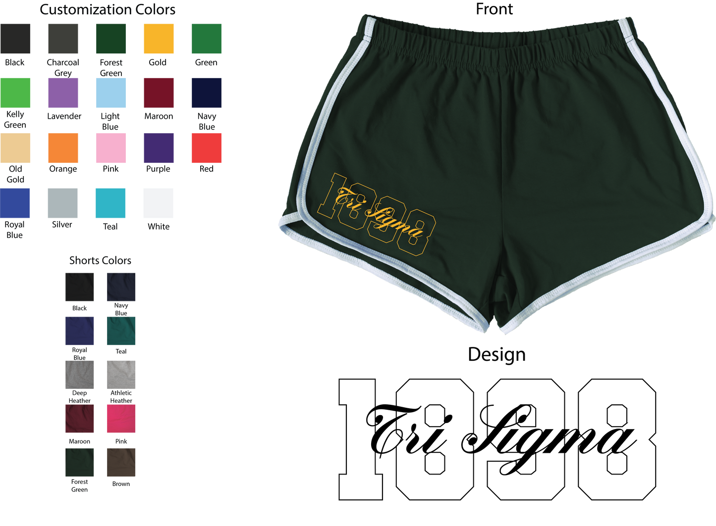 Sigma Sigma Sigma Year and Name Women's Shorts