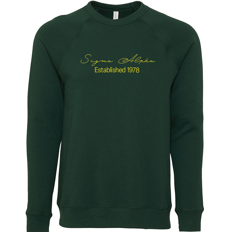 Sigma Alpha Embroidered Scripted Name Crewneck Sweatshirts