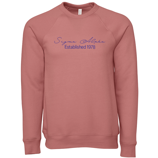 Sigma Alpha Embroidered Scripted Name Crewneck Sweatshirts