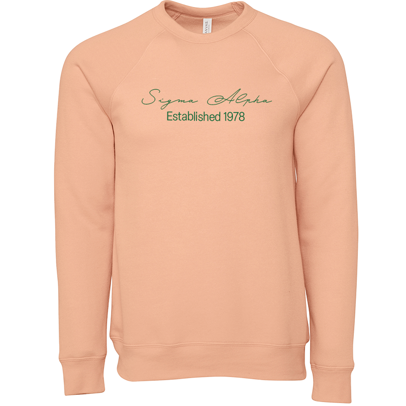 Sigma Alpha Embroidered Scripted Name Crewneck Sweatshirts