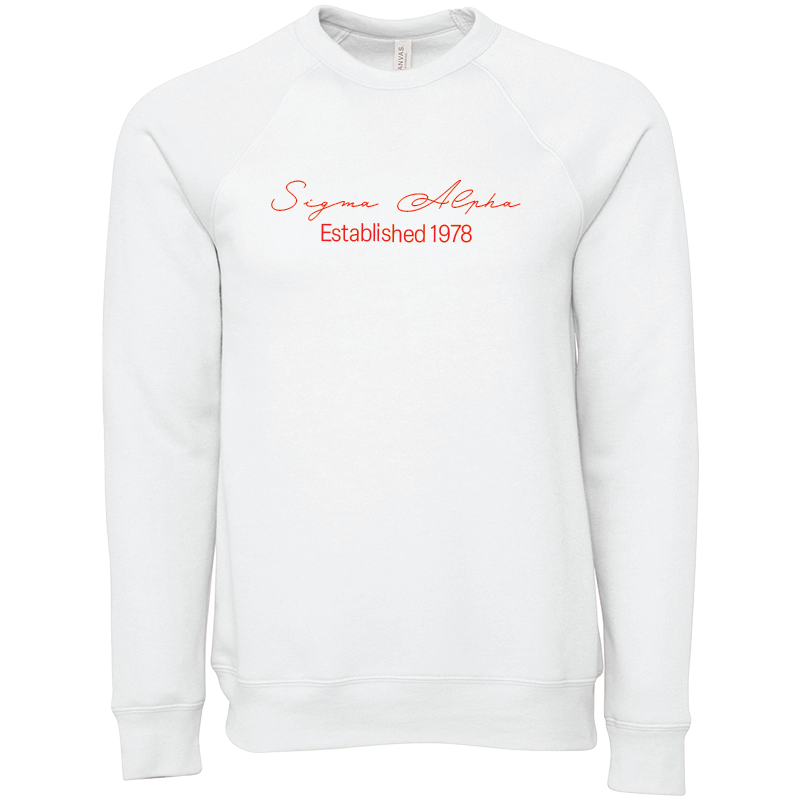 Sigma Alpha Embroidered Scripted Name Crewneck Sweatshirts