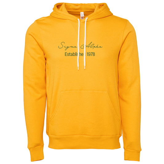 Sigma Alpha Embroidered Scripted Name Hooded Sweatshirts