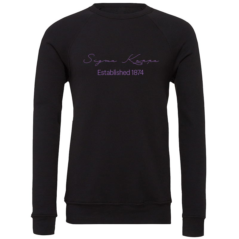 Sigma Kappa Embroidered Scripted Name Crewneck Sweatshirts