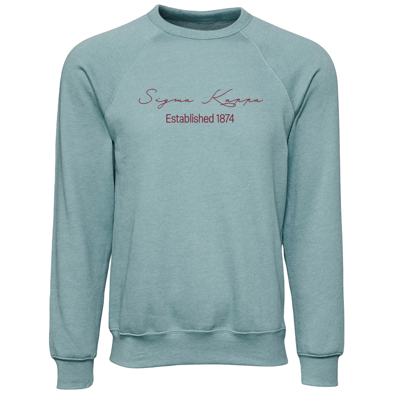 Sigma Kappa Embroidered Scripted Name Crewneck Sweatshirts