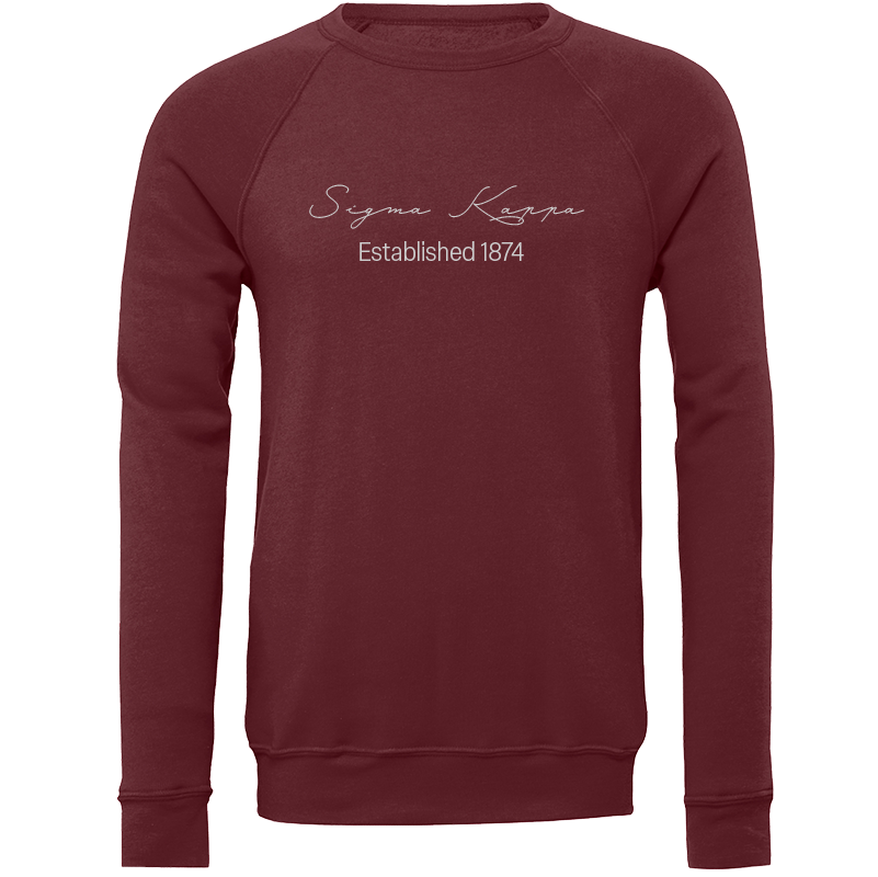 Sigma Kappa Embroidered Scripted Name Crewneck Sweatshirts