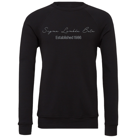 Sigma Lambda Beta Embroidered Scripted Name Crewneck Sweatshirts