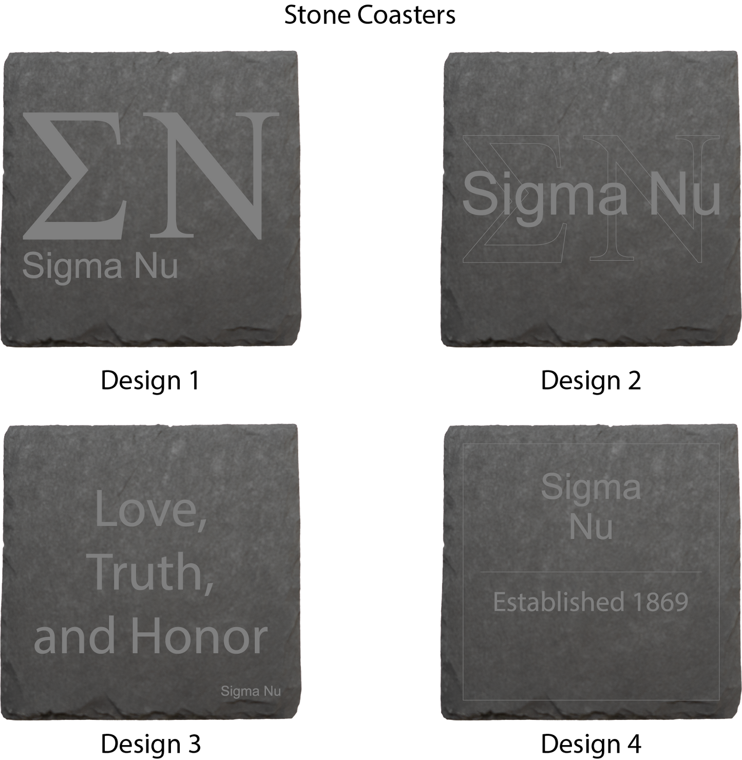 Sigma Nu Stone Coasters - 4-Pack