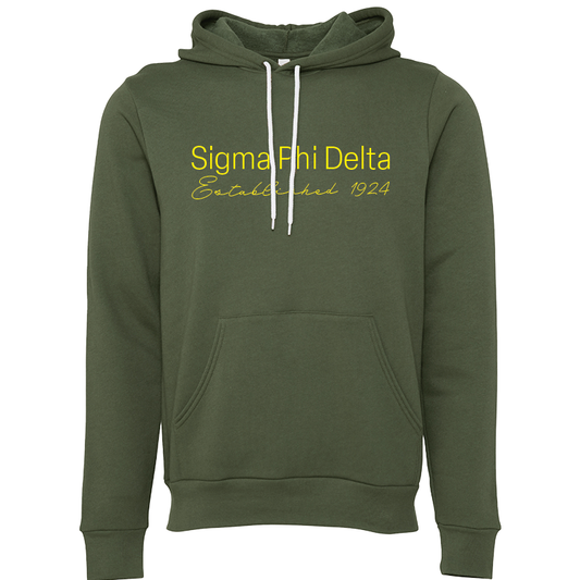 Sigma Phi Delta Embroidered Printed Name Hooded Sweatshirts