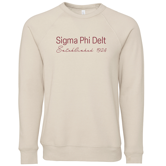Sigma Phi Delta Embroidered Printed Name Crewneck Sweatshirts