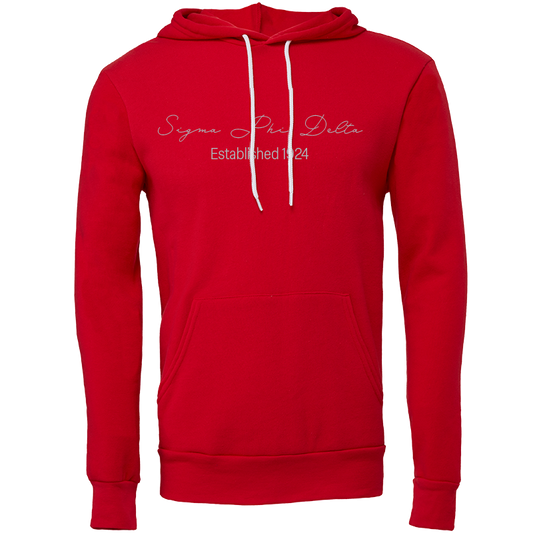 Sigma Phi Delta Embroidered Scripted Name Hooded Sweatshirts
