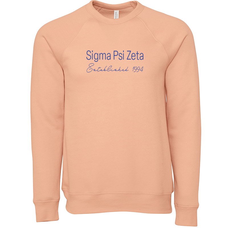 Sigma Psi Zeta Embroidered Printed Name Crewneck Sweatshirts