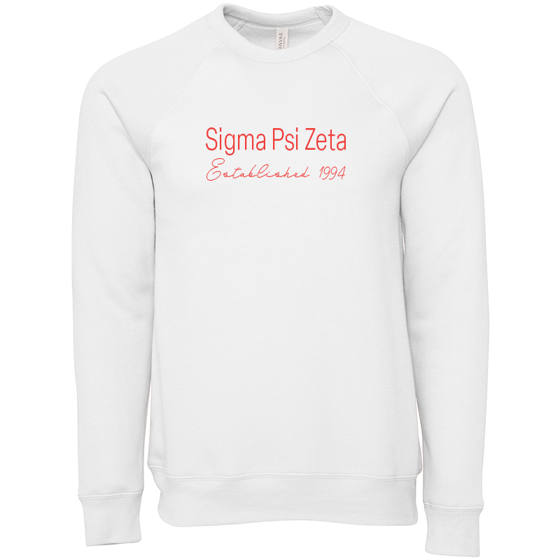 Sigma Psi Zeta Embroidered Printed Name Crewneck Sweatshirts
