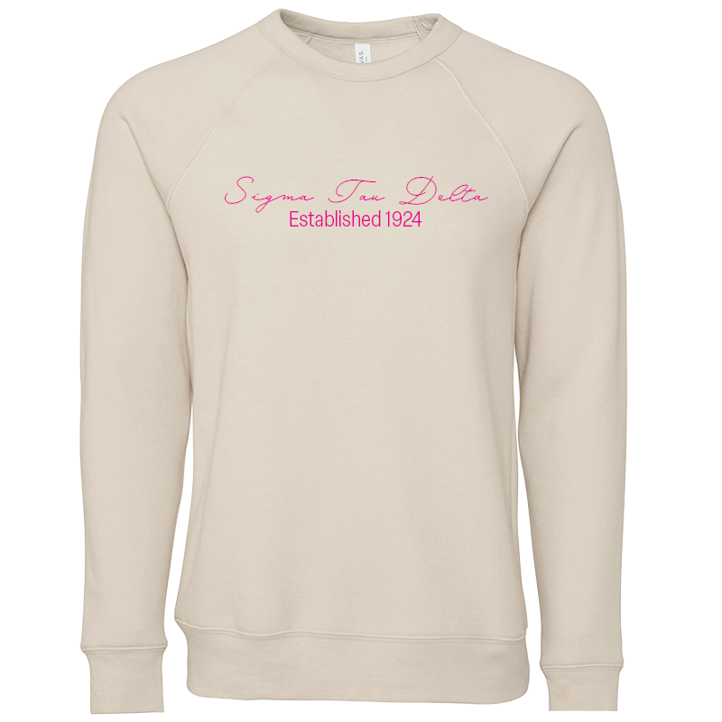 Sigma Tau Delta Embroidered Scripted Name Crewneck Sweatshirts