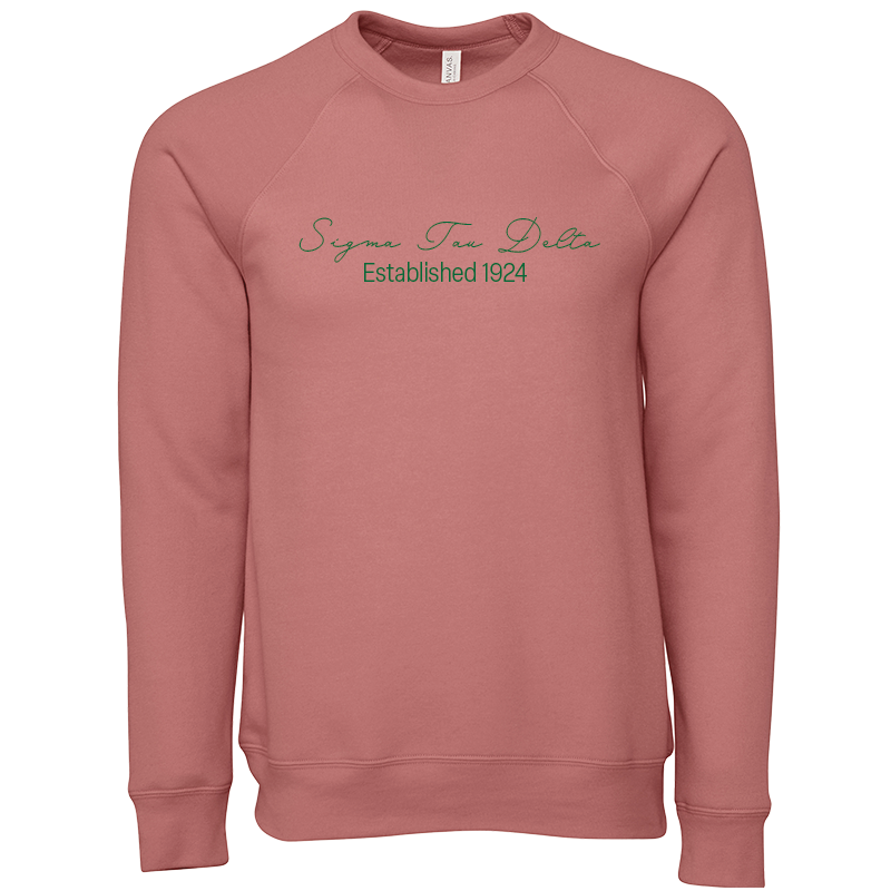 Sigma Tau Delta Embroidered Scripted Name Crewneck Sweatshirts